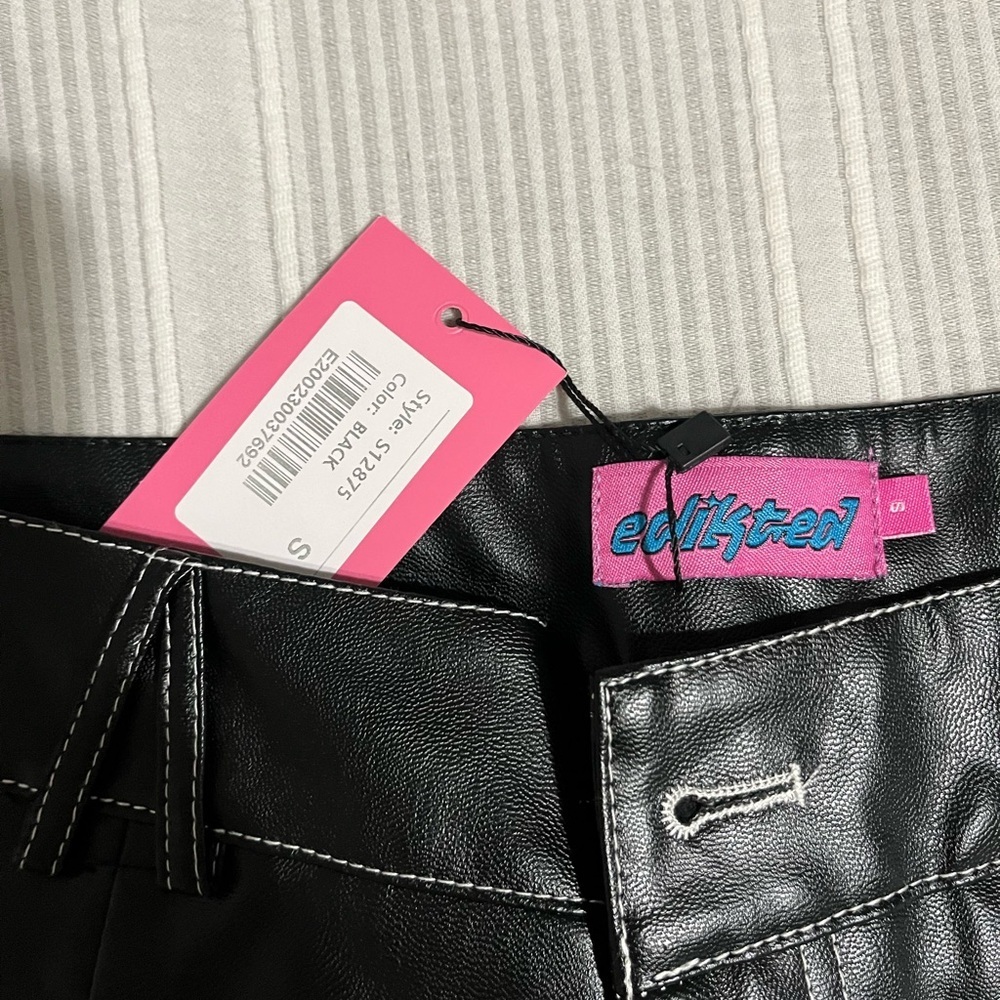 Edikted Black Faux Leather Trousers - Picture 2 of 4
